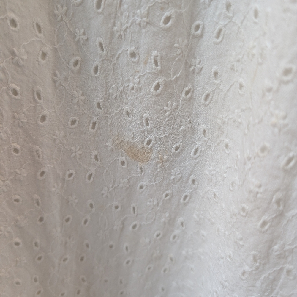 J. Crew Mercantile White Short-Sleeve Eyelet Collared Tie Front Dress, XXL - Picture 5 of 6